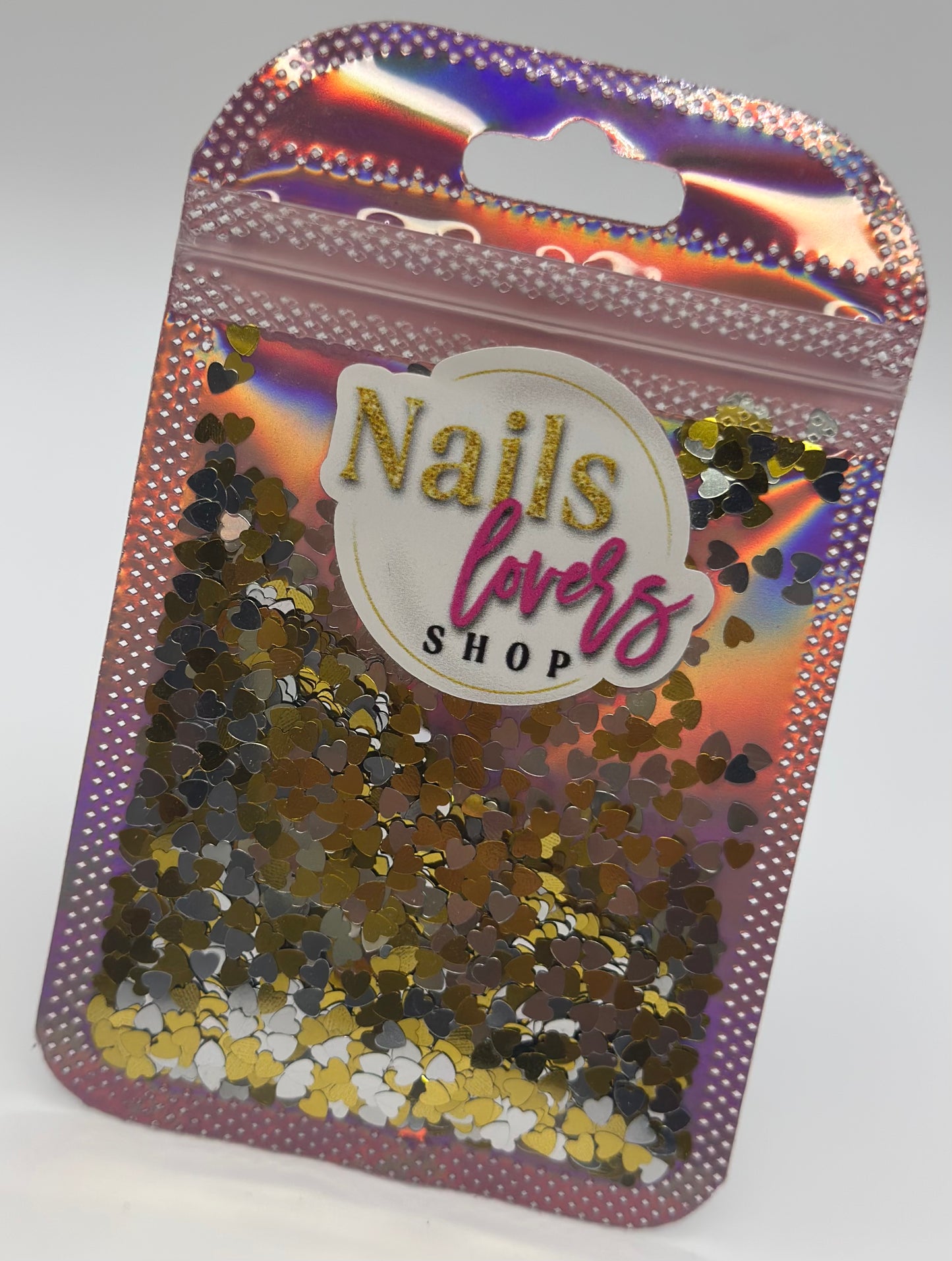 HEART GOLD & SILVER GLITTER BAG