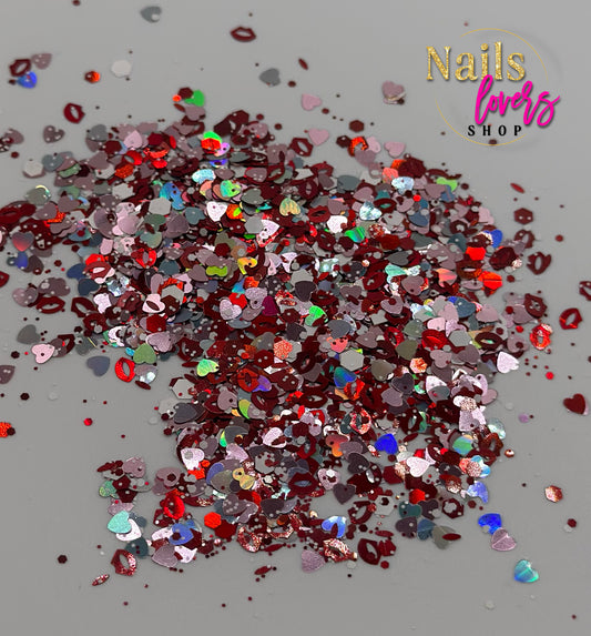 HEART & KISS MIX GLITTER BAG