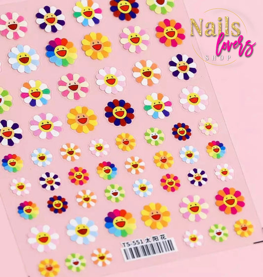 FLOR ARCOÍRIS 3D STIKER